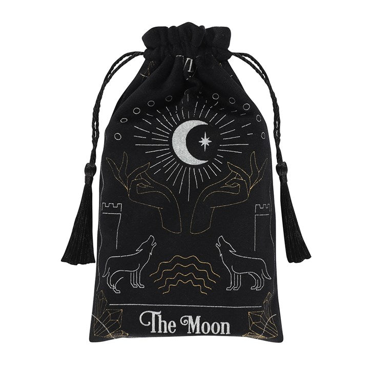 Black Moon Tarot Cards Drawstring Pouch