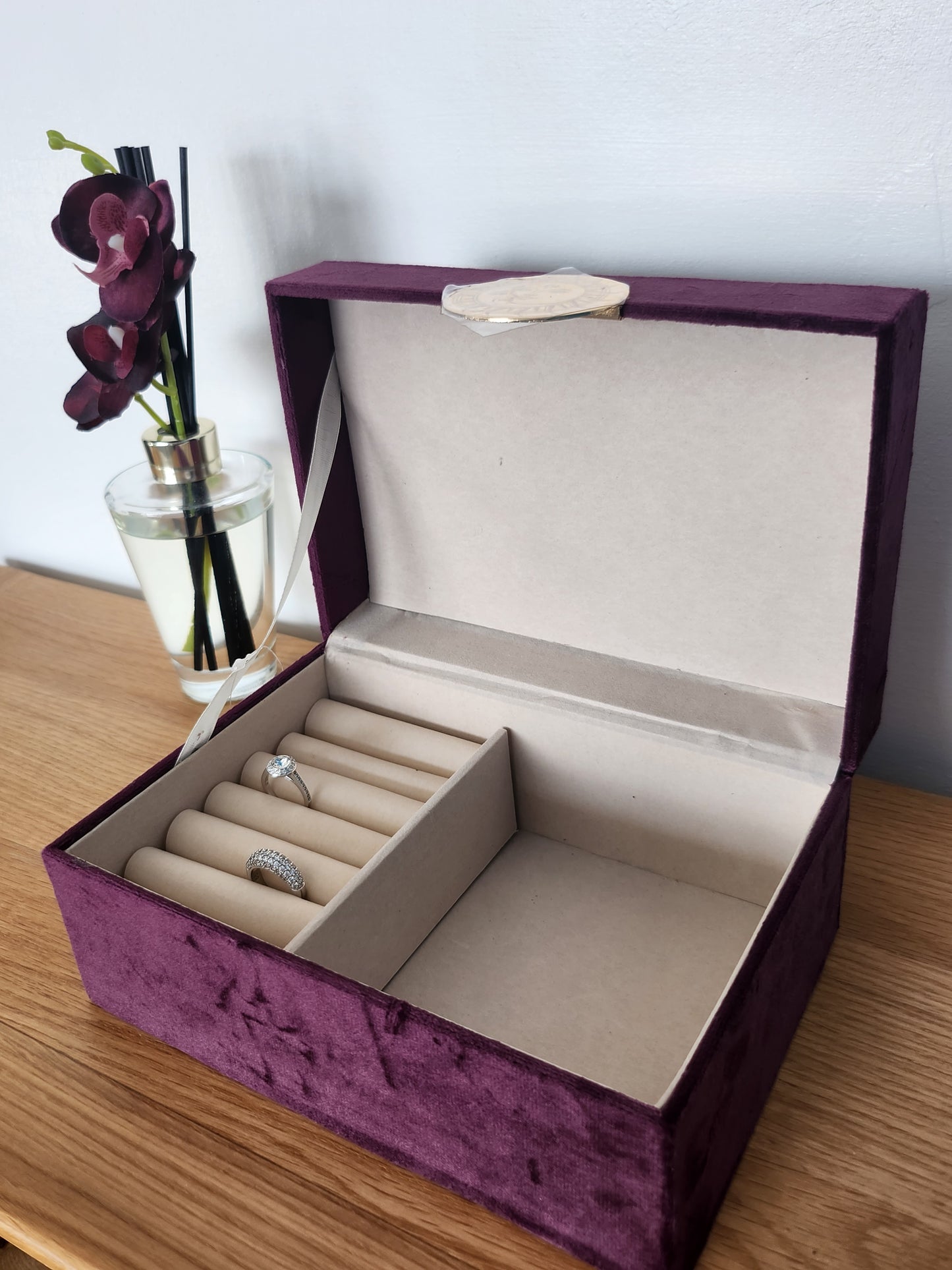 Burgendy Velvet Sun Jewellery Box