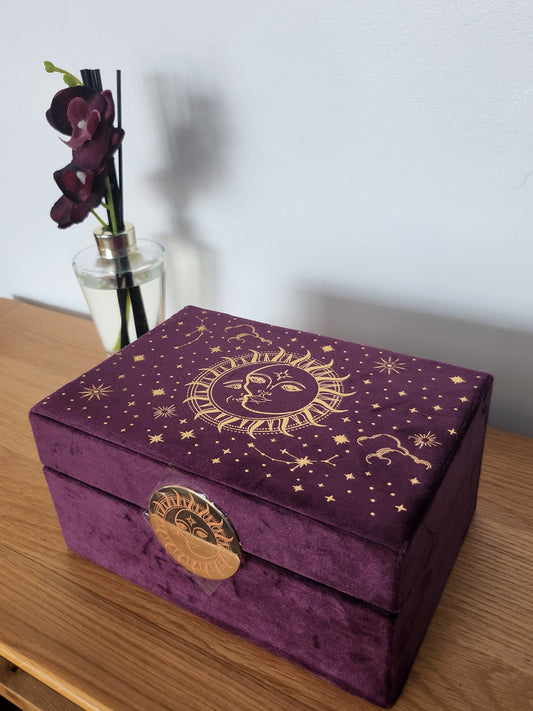 Burgendy Velvet Sun Jewellery Box