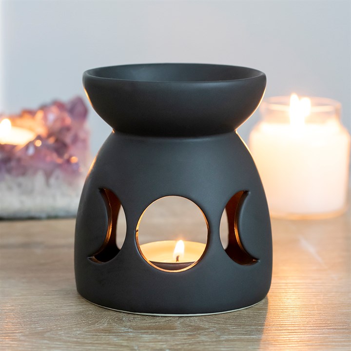 Black Triple Moon Cut Out Wax & Oil Burner