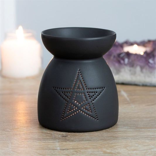 Black Pentagram Cut Out Wax & Oil Burner