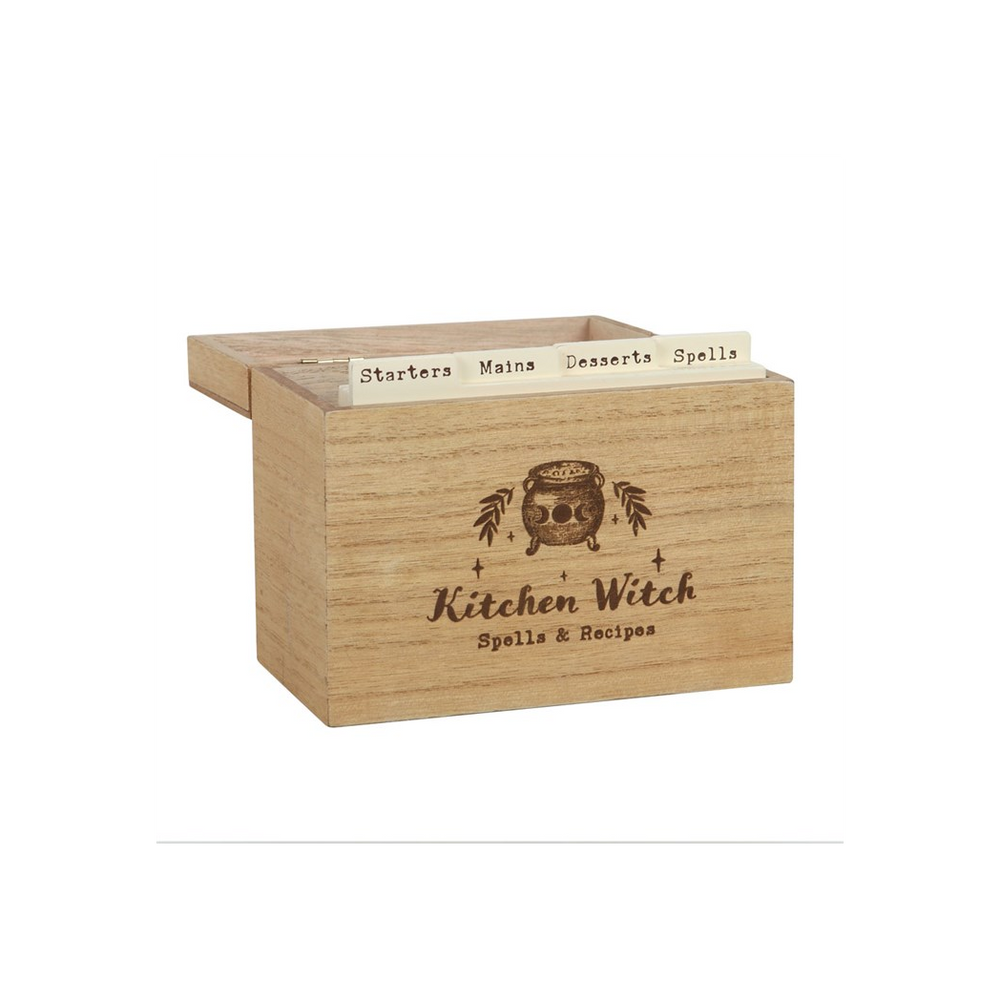 Kitchen Witch Wooden Recipe Box