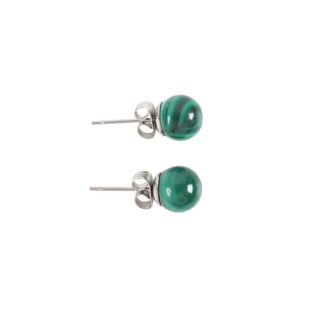 Malachite Semi Precious Crystal Earrings