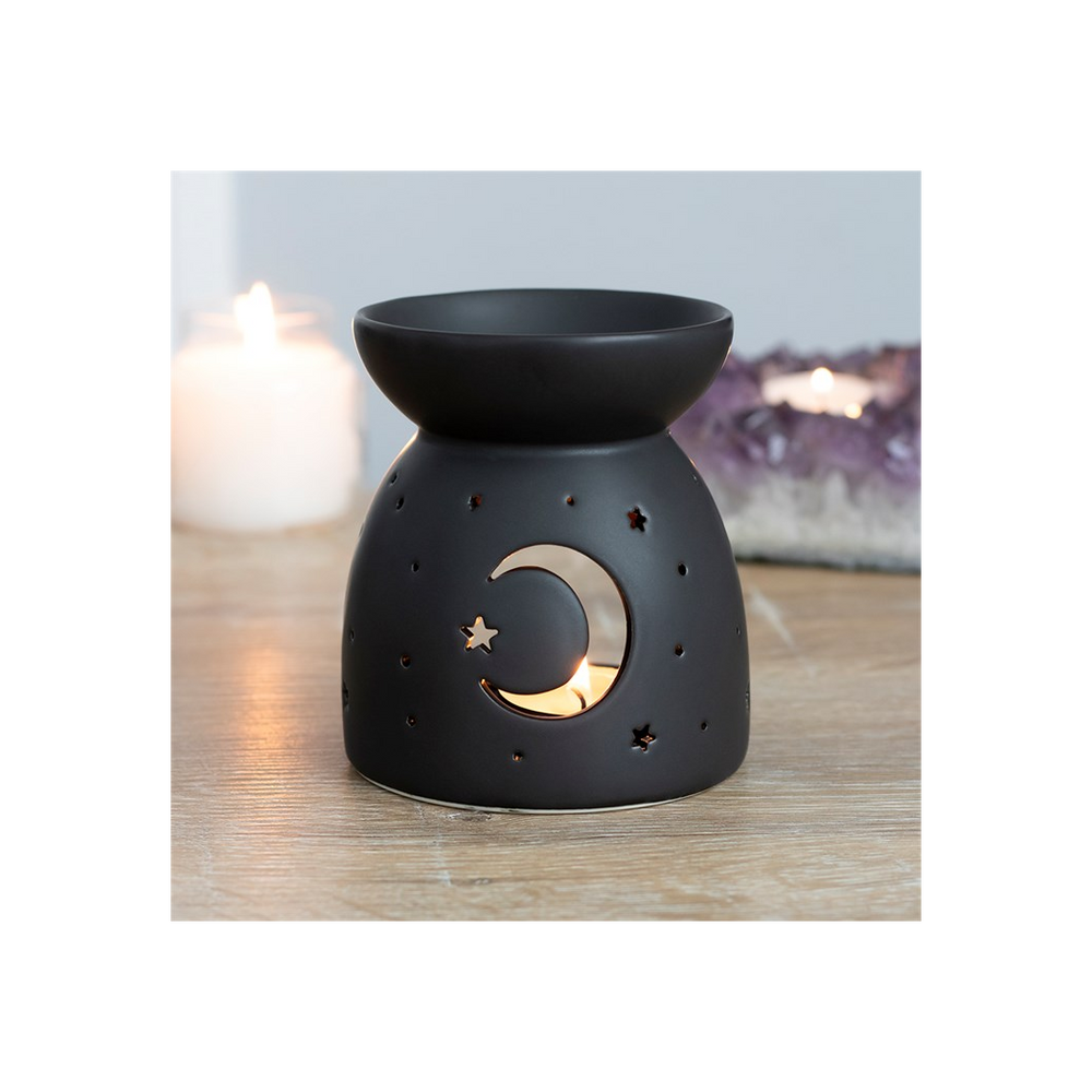 Black Mystical Moon Cut Out Wax & Oil Burner