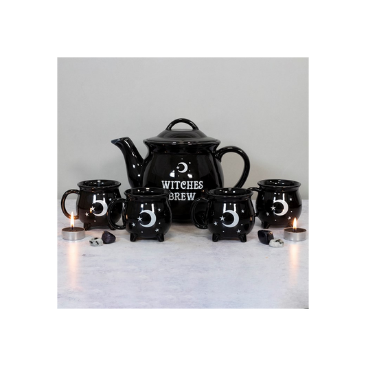 Witches Brew Ceramic Cauldron Tea Set