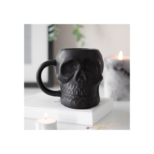 Matte Black Skull Mug